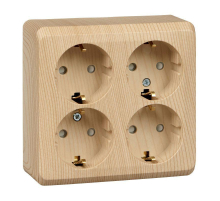 Розетка четырехместная 2К+З Systeme Electric Этюд 16A 250V со шторками сосна PA16-208D