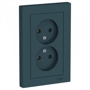 Розетка двойная 2К Systeme Electric AtlasDesign 16A 250V изумруд ATN000820