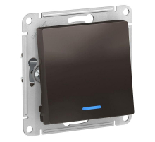 Переключатель одноклавишный проходной Systeme Electric AtlasDesign 10A 250V с подсветкой мокко ATN000663