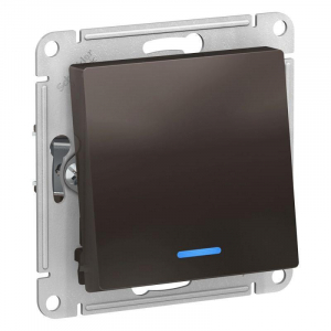 Переключатель одноклавишный проходной Systeme Electric AtlasDesign 10A 250V с подсветкой мокко ATN000663