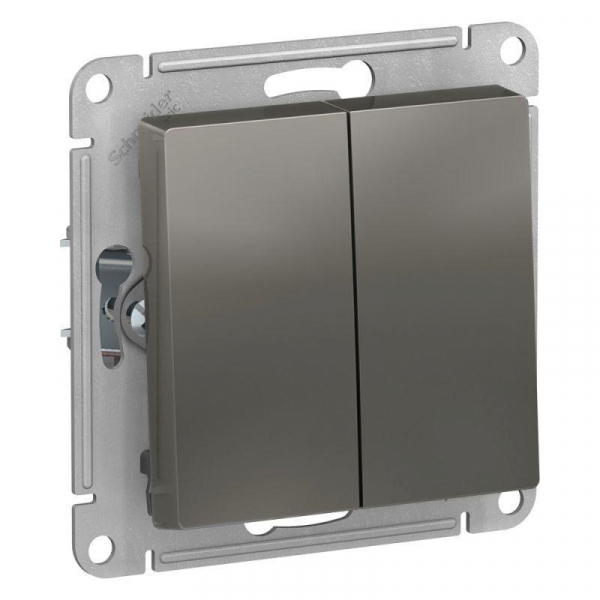Выключатель двухклавишный Systeme Electric AtlasDesign 10A 250V сталь ATN000951 Выключатель двухклавишный Systeme Electric AtlasDesign 10A 250V сталь ATN000951