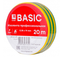 Изолента класс А (0,18х19мм) (20м.) желто-зеленая EKF Basic plc-iz-a-yg