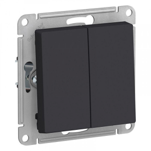 Выключатель двухклавишный Systeme Electric AtlasDesign 10A 250V карбон ATN001051