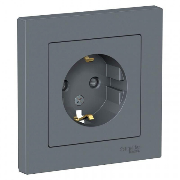 Розетка 2К+З Systeme Electric AtlasDesign 16A 250V со шторками грифель ATN000744 Розетка 2К+З Systeme Electric AtlasDesign 16A 250V со шторками грифель ATN000744