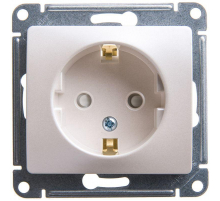Розетка 2К+З Systeme Electric Glossa 16A 250V со шторками перламутр GSL000645