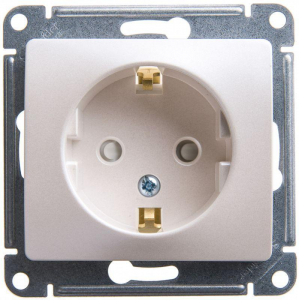 Розетка 2К+З Systeme Electric Glossa 16A 250V со шторками перламутр GSL000645