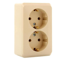 Розетка двойная 2К+З Systeme Electric Этюд 16A 250V кремовая PA16-007K