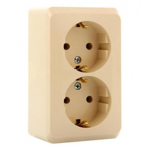 Розетка двойная 2К+З Systeme Electric Этюд 16A 250V кремовая PA16-007K