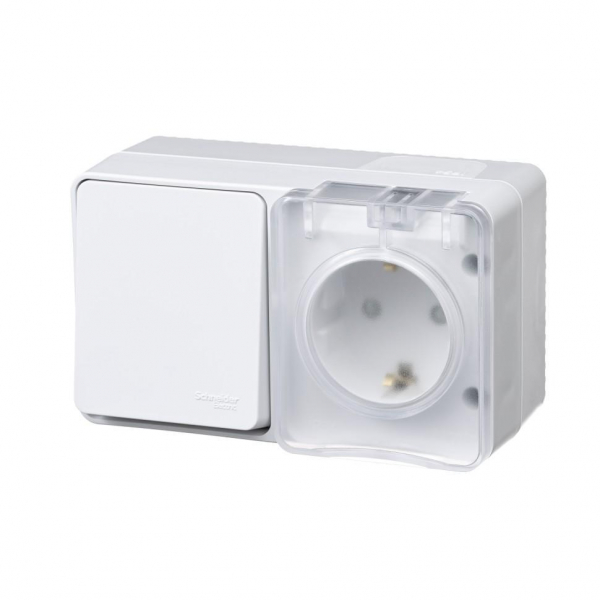 Блок розетка-выключатель Systeme Electric AtlasDesign белый ATN540170