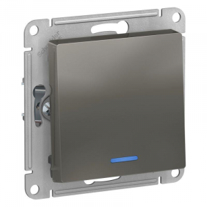 Выключатель одноклавишный Systeme Electric AtlasDesign 10A 250V с подсветкой сталь ATN000913