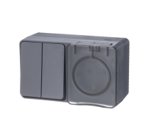 Блок розетка-выключатель Systeme Electric AtlasDesign антрацит ATN544074