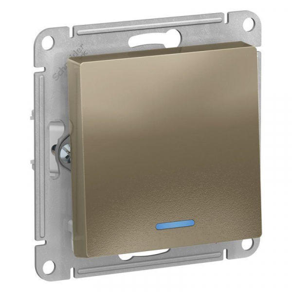 Выключатель одноклавишный Systeme Electric AtlasDesign 10A 250V с подсветкой шампань ATN000513 Выключатель одноклавишный Systeme Electric AtlasDesign 10A 250V с подсветкой шампань ATN000513