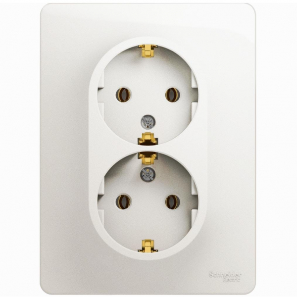 Розетка двойная 2К+З Systeme Electric Glossa 16A 250V перламутр GSL000624 Розетка двойная 2К+З Systeme Electric Glossa 16A 250V перламутр GSL000624