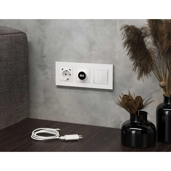 Лицевая панель для терморегулятора теплого пола с цифровым дисплеем Ambrella Volt AP1258