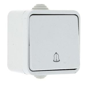 Прага Кнопка звонка 1-клавишная 10А IP44 белая EKF EKZ10-026-10-44