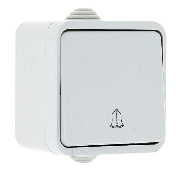 Прага Кнопка звонка 1-клавишная 10А IP44 белая EKF EKZ10-026-10-44