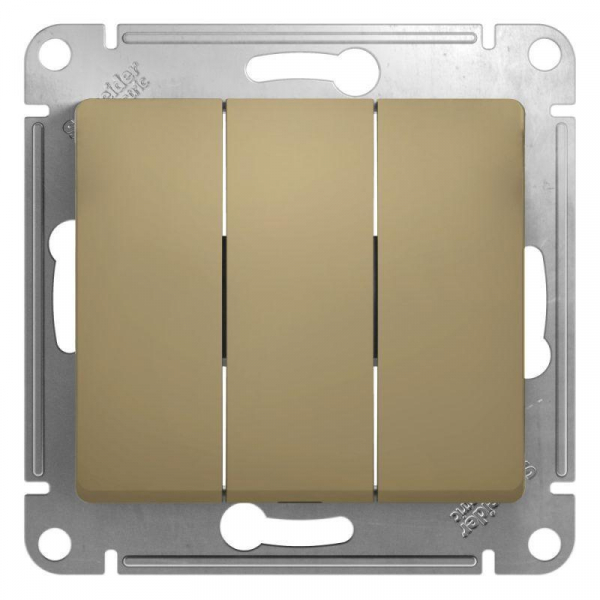 Выключатель трехклавишный Systeme Electric Glossa 10A 250V титан GSL000431 Выключатель трехклавишный Systeme Electric Glossa 10A 250V титан GSL000431
