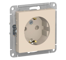 Розетка 2К+З Systeme Electric AtlasDesign 16A 250V со шторками бежевая ATN000245