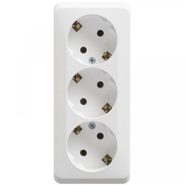 Розетка тройная 2К+3 Systeme Electric Этюд 16A 250V белая PA16-011B Розетка тройная 2К+3 Systeme Electric Этюд 16A 250V белая PA16-011B