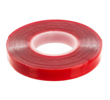 Скотч акриловый двусторонний Stekker INTP5-0812-5 0,8*12 мм,длина 5м, прозрачный, красная подложка 39145