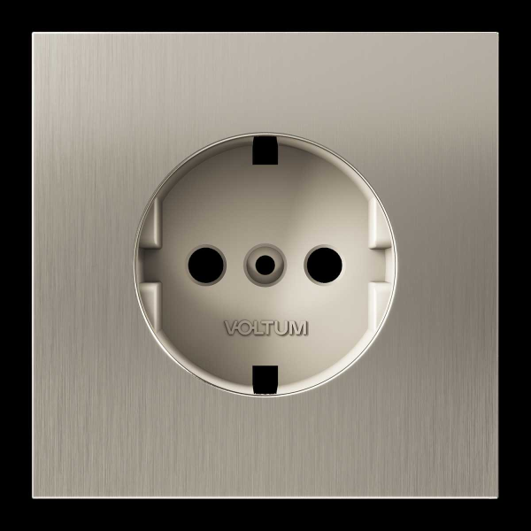 Накладка для розетки с заземлением, S70 Metal (никель) Voltum VLSM000611