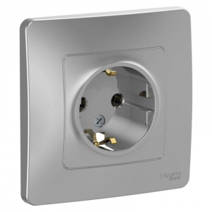 Розетка 2К+З Systeme Electric Blanca 16A 250V алюминий BLNRS001013