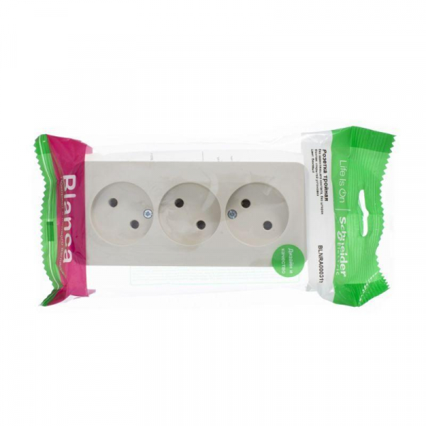 Розетка тройная 2К Systeme Electric Blanca 16A 250V бежевая BLNRA000317 Розетка тройная 2К Systeme Electric Blanca 16A 250V бежевая BLNRA000317