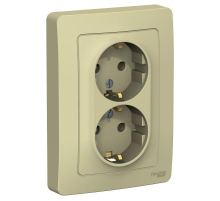 Розетка двойная 2К+З Systeme Electric Blanca 16A 250V бежевая BLNRS001027