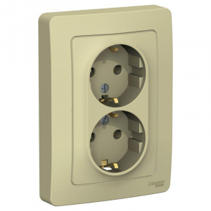 Розетка двойная 2К+З Systeme Electric Blanca 16A 250V бежевая BLNRS001027