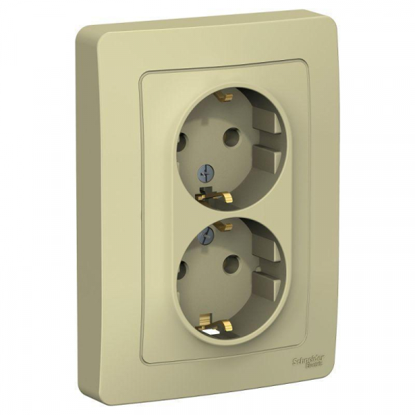 Розетка двойная 2К+З Systeme Electric Blanca 16A 250V бежевая BLNRS001027 Розетка двойная 2К+З Systeme Electric Blanca 16A 250V бежевая BLNRS001027