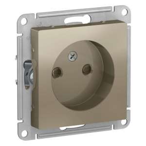 Розетка 2К Systeme Electric AtlasDesign 16A 250V со шторками шампань ATN000549