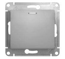 Переключатель одноклавишный проходной Systeme Electric Glossa 10A 250V с подсветкой алюминий GSL000363