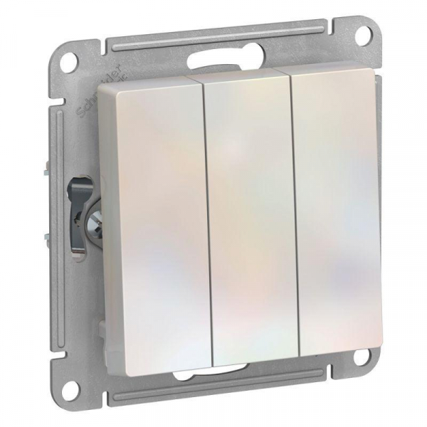 Выключатель трехклавишный Systeme Electric AtlasDesign 10A 250V жемчужный ATN000431 Выключатель трехклавишный Systeme Electric AtlasDesign 10A 250V жемчужный ATN000431
