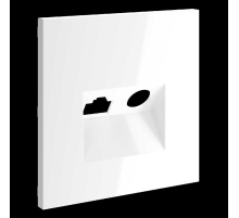 Накладка для розетки TV+RJ45 кат. 6, S70 (белый глянцевый) Voltum VLS002701