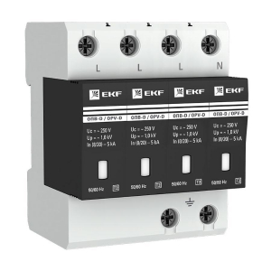Ограничитель импульсных напряжений ОПВ-D/4P In 5кА 275В с сигн. EKF PROxima opv-d4