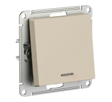 Выключатель одноклавишный Systeme Electric AtlasDesign 10A 250V с подсветкой песочный ATN001213