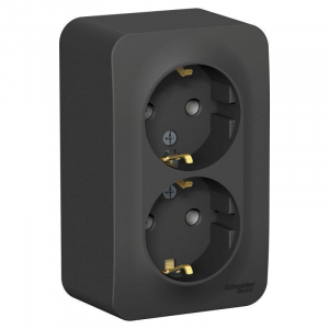Розетка двойная 2К+З Systeme Electric Blanca 16A 250V антрацит BLNRA010216