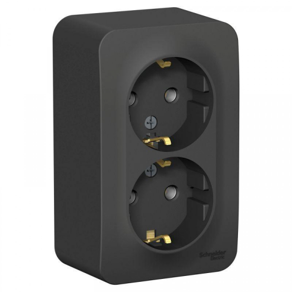 Розетка двойная 2К+З Systeme Electric Blanca 16A 250V антрацит BLNRA010216 Розетка двойная 2К+З Systeme Electric Blanca 16A 250V антрацит BLNRA010216