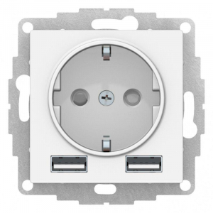 Розетка 2К+3/2хUSB Systeme Electric AtlasDesign 16A 250V Type A+A белая ATN000130