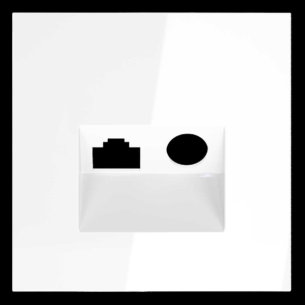 Накладка для розетки TV+RJ45 кат. 6, S70 (белый глянцевый) Voltum VLS002701