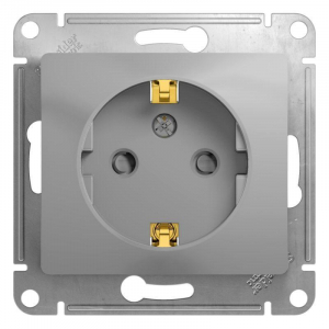 Розетка 2К+З Systeme Electric Glossa 16A 250V со шторками алюминий GSL000345