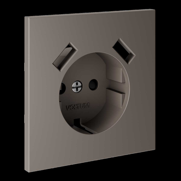 Накладка для розетки с заземлением и защитными шторками, с USB A+A, S70 (капучино) Voltum VLS000914