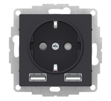 Розетка 2К+3/2хUSB Systeme Electric AtlasDesign 16A 250V Type A+A карбон ATN001030