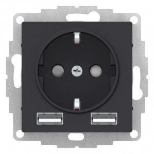 Розетка 2К+3/2хUSB Systeme Electric AtlasDesign 16A 250V Type A+A карбон ATN001030