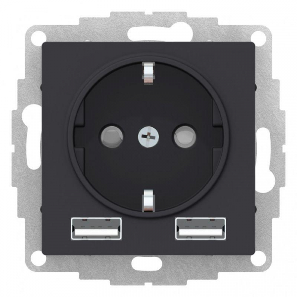 Розетка 2К+3/2хUSB Systeme Electric AtlasDesign 16A 250V Type A+A карбон ATN001030 Розетка 2К+3/2хUSB Systeme Electric AtlasDesign 16A 250V Type A+A карбон ATN001030