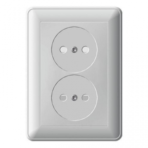 Розетка двойная 2К Systeme Electric W59 16A 250V со шторками белая RS16-254-18