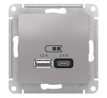 Розетка 2хUSB Systeme Electric AtlasDesign Type A+C алюминий ATN000339