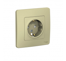Розетка одинарная Systeme Electric Blanca 16A 250V с зазем. и шторками бежевая BLNRS001117
