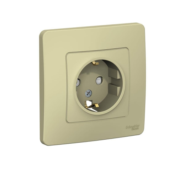 Розетка одинарная Systeme Electric Blanca 16A 250V с зазем. и шторками бежевая BLNRS001117 Розетка одинарная Systeme Electric Blanca 16A 250V с зазем. и шторками бежевая BLNRS001117