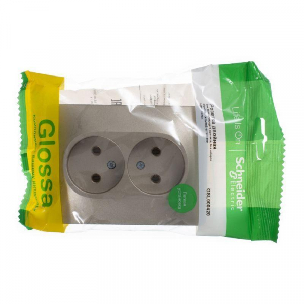 Розетка двойная 2К Systeme Electric Glossa 16A 250V титан GSL000420 Розетка двойная 2К Systeme Electric Glossa 16A 250V титан GSL000420